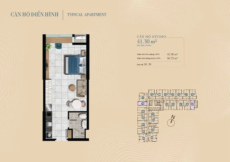 Căn hộ mẫu 1 phòng ngủ tại dự án Dĩ An
